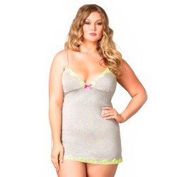 LEG AVENUE SERAPHINA PLUS SIZE CHEMISE GREY