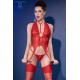 CR-4419 CORSET AND THONG RED