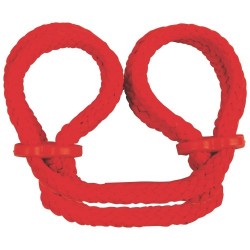JAPANESE SILK LOVE ROPE ANKLE CUFFS RED